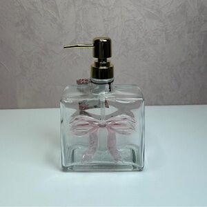 Pink Coquette Bow Glass Dish Soap Dispenser